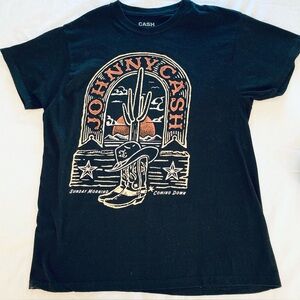 Johnny Cash Black Short Sleeve Graphic Crew Neck T Shirt Large Cash Brand